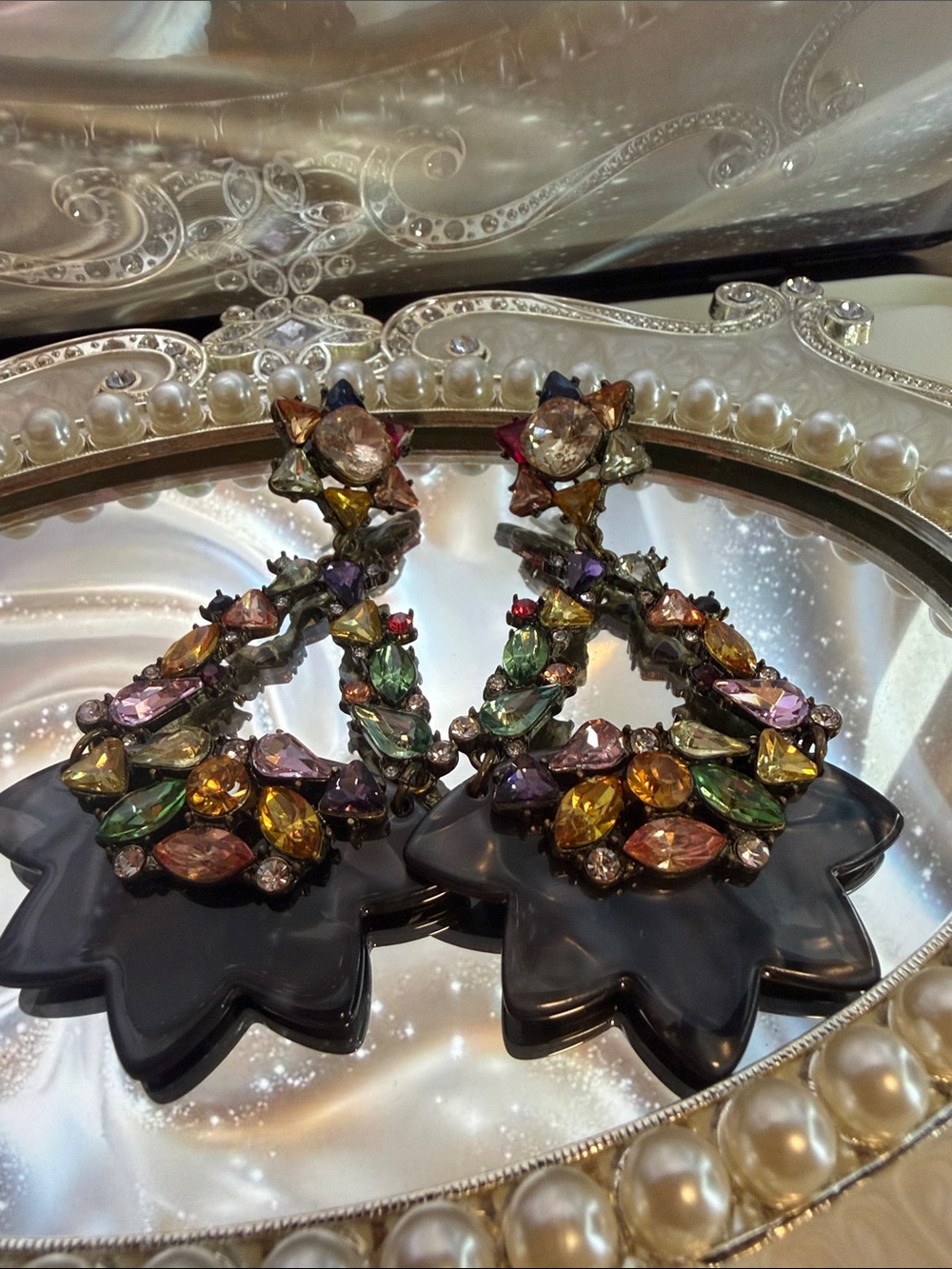 BaubleBar Multicolor Crystal Floral Drop Earrings